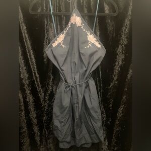 Floral Embroidered Halter Dress